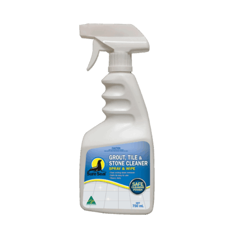 Sure Seal Grout, Tile & Stone Cleaner Spray & Wipe 750ML – Effective cleaning for grout, tile, and stone surfaces.